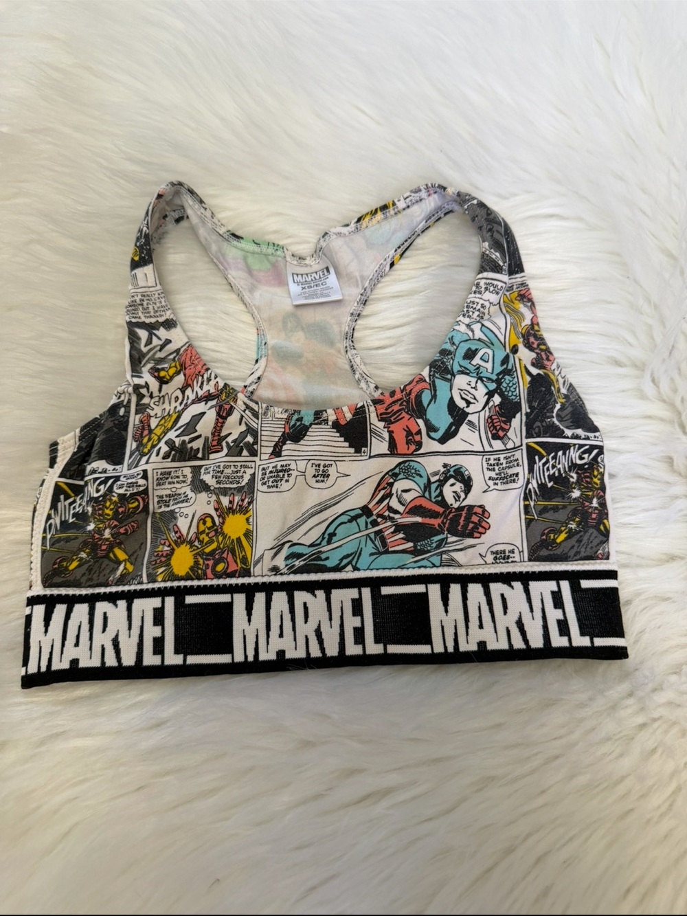 Marvel Comic-Strip Racerback Sports Bra Sz XS
